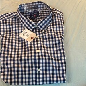 Saddlebred Navy and White Plaid Men's Shirt long sleeve